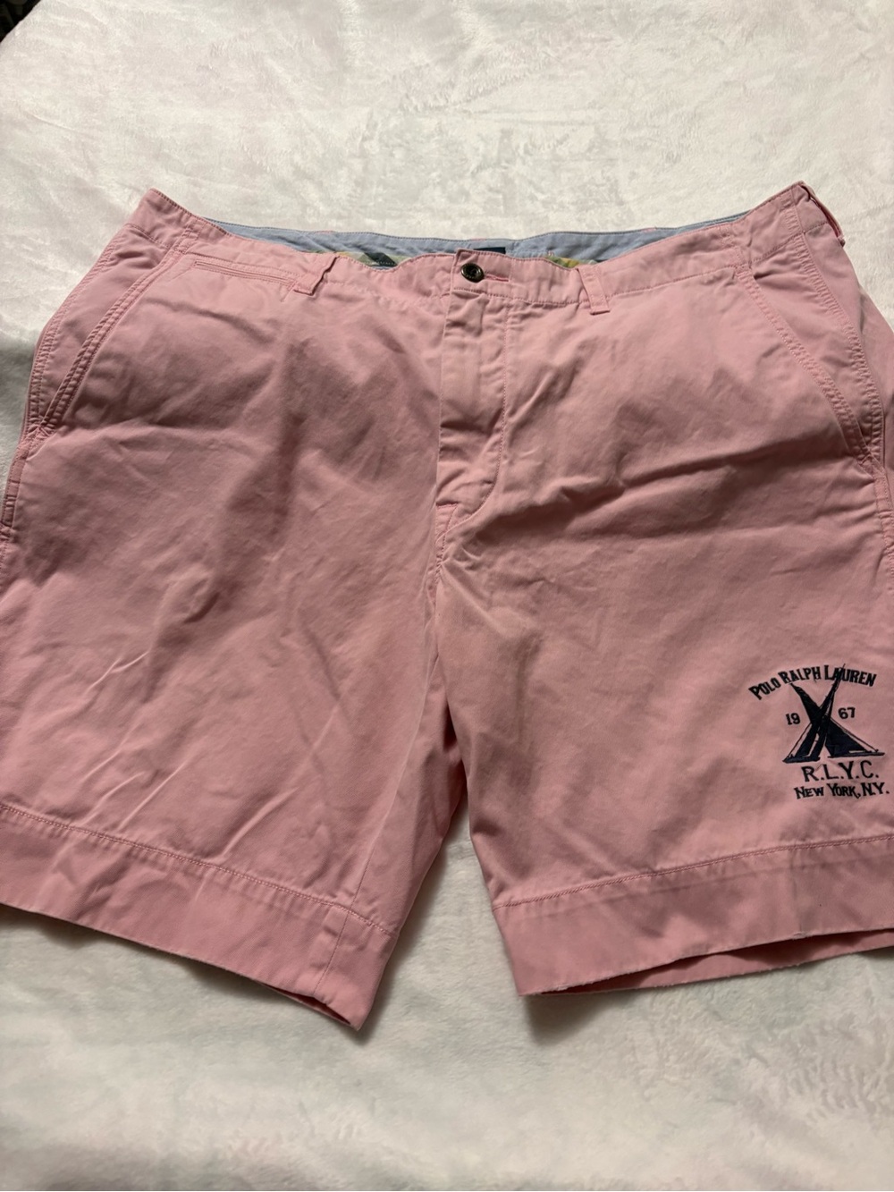 Polo by Ralph Lauren Men’s Pink Embroidered Cotton Shorts